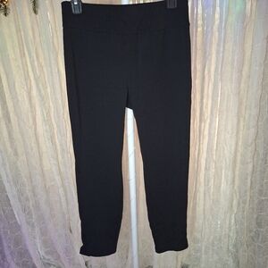 Dear Scarlett Pull On Black Stretch Trousers Lines Down Side With Ankle Slits